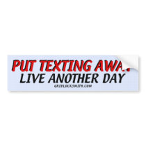 PUT TEXTING AWAY-grid bumper stickers