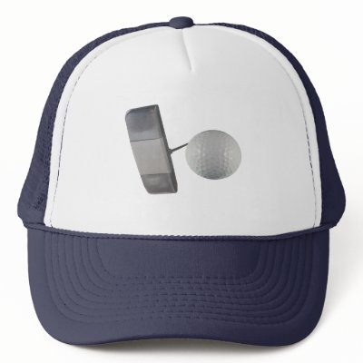 Putter and Golf Ball Mesh Hat by roimim