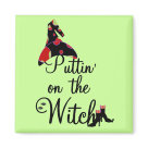 square_magnet - Puttin on the Witch T-shirts, tank tops, sweatshirts, long sleeve tees, mugs, cards, stickers, buttons, trick or treat bags, and other Halloween witch clothing and gifts.: Sizes 