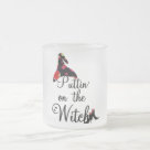 glass_mug - Puttin on the Witch T-shirts, tank tops, sweatshirts, long sleeve tees, mugs, cards, stickers, buttons, trick or treat bags, and other Halloween witch clothing and gifts.: Sizes  Available colors: frosted