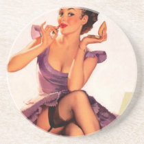 Putting on her Lipstick Drink Coasters