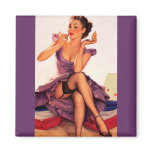 Putting on her Lipstick Fridge Magnet