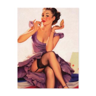 Putting on her Lipstick Postcards