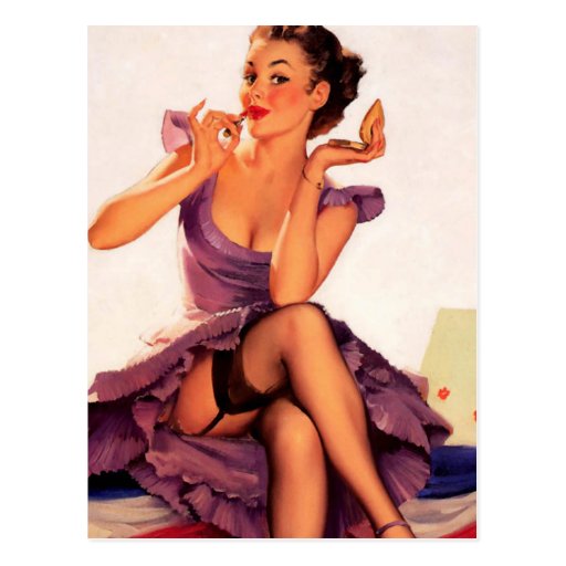 Putting on her Lipstick Postcards