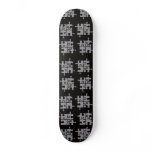 puzzle motif silver on black skateboard deck