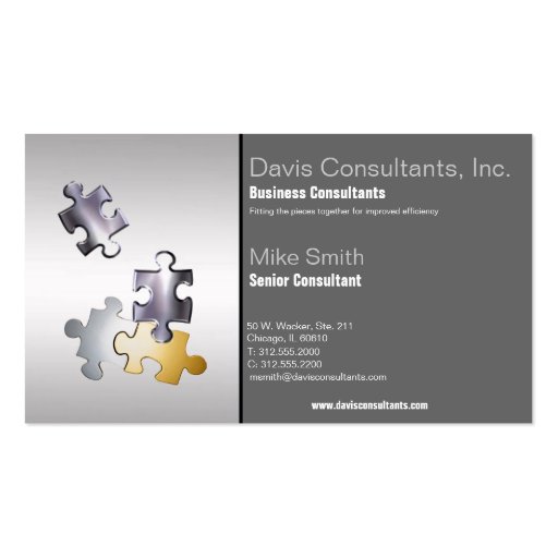 puzzle pieces business card (front side)