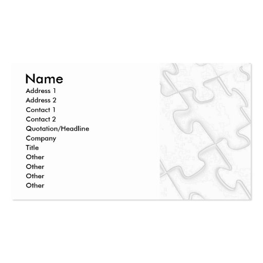 Puzzle Pieces White Art Deco Business Card Templates (front side)