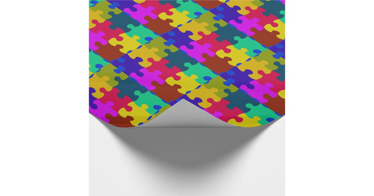 Puzzle Pieces Wrapping Paper Zazzle