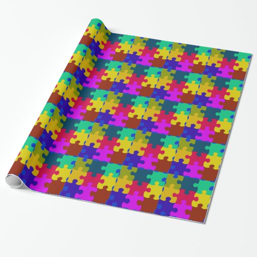Puzzle Pieces Wrapping Paper Zazzle