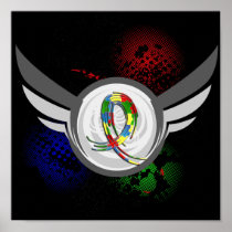 Puzzle Ribbon And Wings Autism Poster