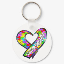 Puzzle Ribbon Heart keychains