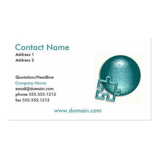 Puzzle World Business Card (front side)