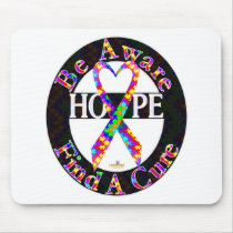 PuzzleSmallHeartRibbonBeAwareFindCureDark mousepads