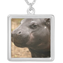 Pygmy Hippo Sterling Silver Necklace