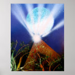 Pyramid n Blue planet with light spray painting posters
