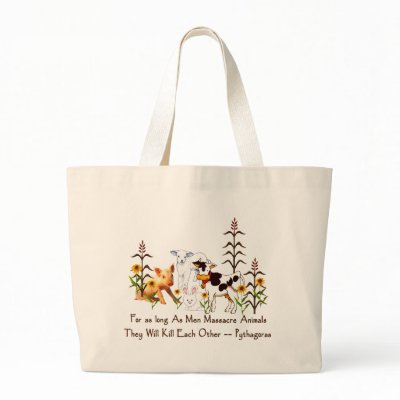 Pythagoras Vegetarian  Quote Canvas Bags by orsobear