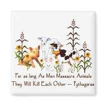 Pythagoras Vegetarian quote Fridge Magnets