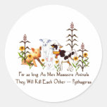 Pythagoras Vegetarian quote Round Sticker