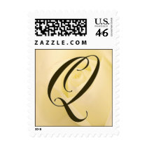 Q - Custom Monogram Postage White Rose postage