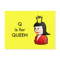 "Q" is for Queen Alphabet Flashcard postcards by Regella "Q" is for Queen Alphabet Flashcard postcards