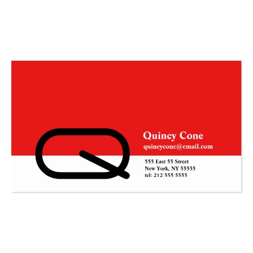 Q Letter Alphabet Business Card Red (front side)