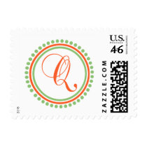 Q Monogram (Orange / Mint Green Dot Circle) Stamps