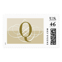 Q Two Toned Classic Wedding Monogram Postage Stamp