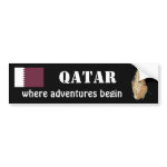 Qatar Flag Map Text Bumper Sticker