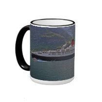 QE2 at Anchor mugs by spfino QE2 at Anchor mugs