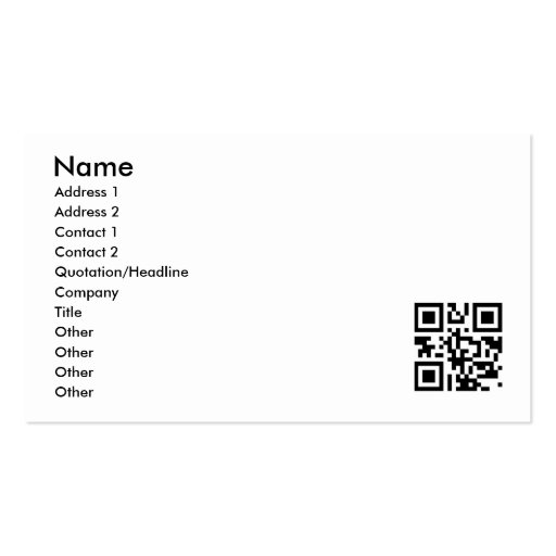 QR Code Business Card Template (front side)
