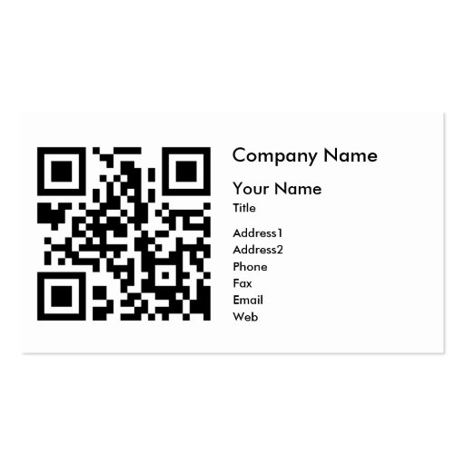 QR Code Business Card Template - Horizontal (front side)