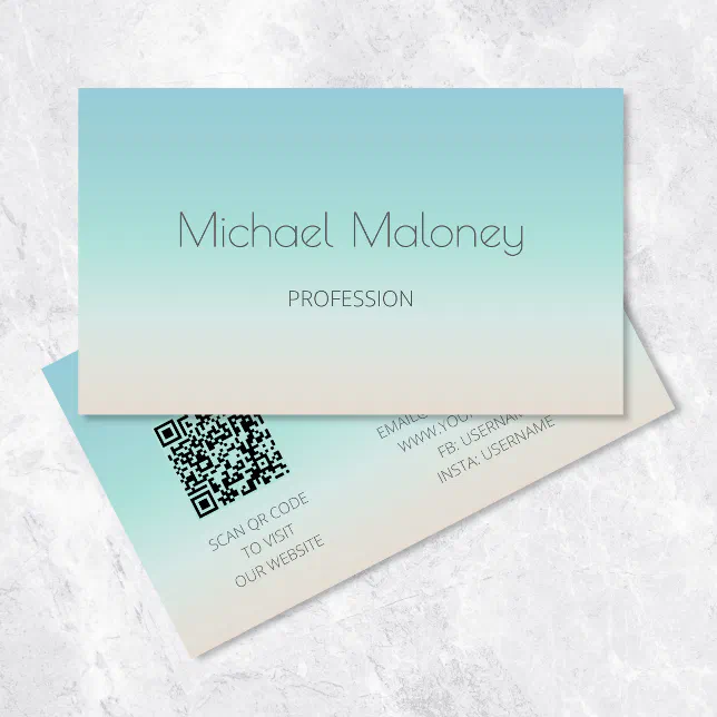 Qr Code Minimalist Coastal Business Card Zazzle