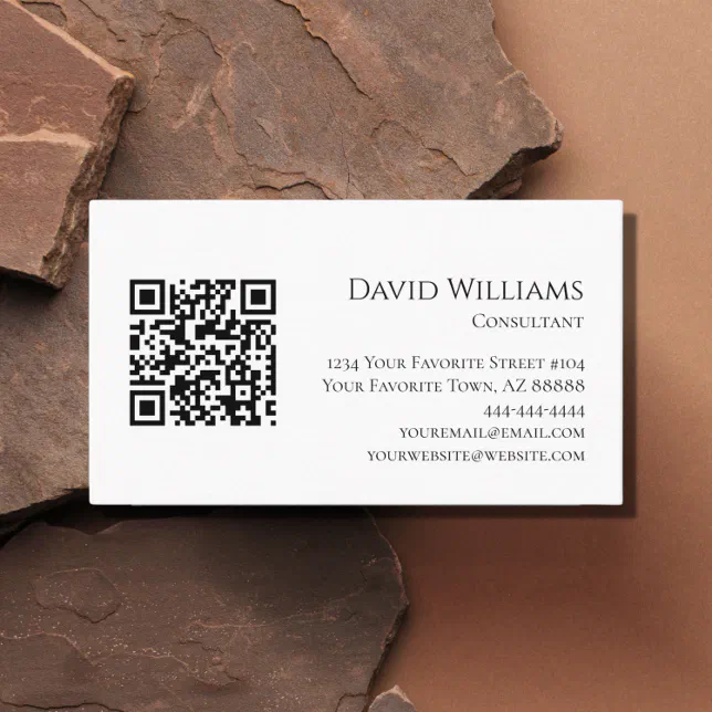 Qr Code Minimalist Modern Black White Business Card Zazzle