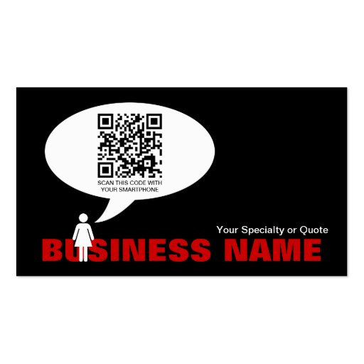 qr code speech bubble business cards (front side)