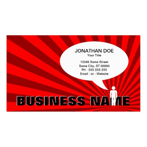 qr code speech bubble (red rays) business cards (back side)