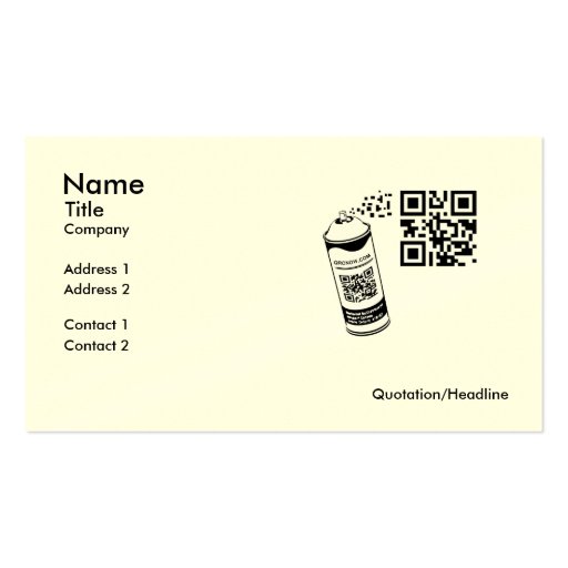 QR Code Spray Paint Business Card Template (front side)