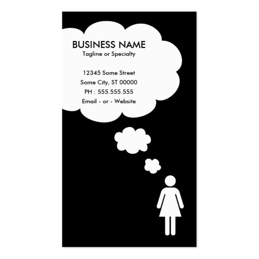 qr code thought bubble (female stick figure) business card (back side)