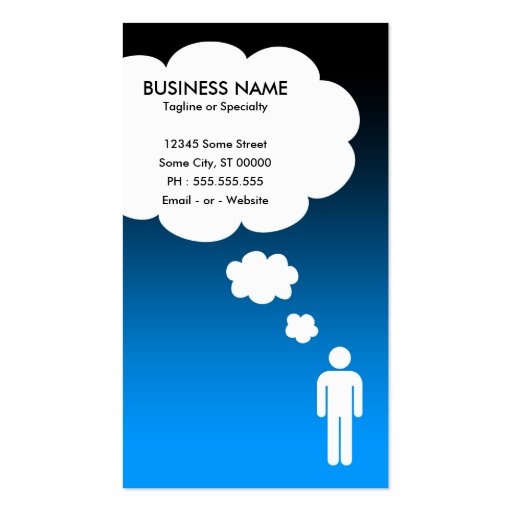 qr code thought bubble (male stick figure) business card (back side)