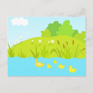 Quacking ducks postcard