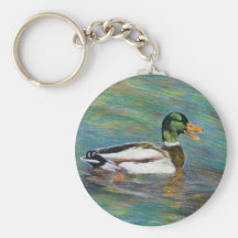 Quacking Mallard Duck Fine Art Gift Keychain