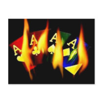 QUAD QUADS FLAMING ACES POKER CASINO ART LAS VEGAS postcards by Teofaith QUAD QUADS FLAMING ACES POKER CASINO ART LAS VEGAS postcards