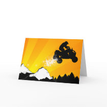 quads. orange sunset. greeting card