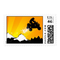 quads. orange sunset. postage stamp