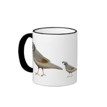 Quail Family Ringer Mug by twopurringcats Quail Family Ringer Mug