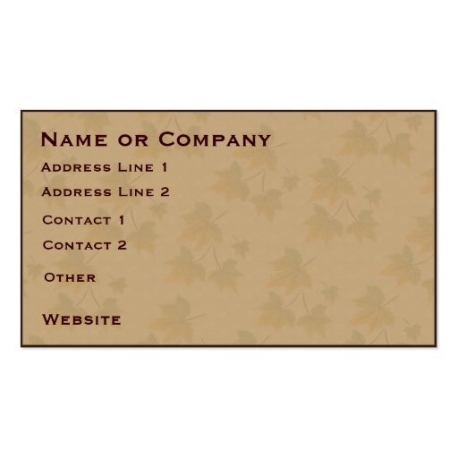 Quail on  Gray Gamboge with Leaves Business Card (back side)