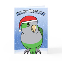 Quaker Parakeet Happy Holidays Christmas Card by MenagerieMayhem Quaker Parakeet Happy Holidays Christmas Card