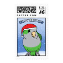 Quaker Parakeet Happy Holidays Postage Stamps by MenagerieMayhem Quaker Parakeet Happy Holidays Postage Stamps