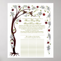 Quaker Wedding Tree of Life (60 guests) portrait Poster