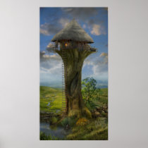 tree house, hut, cottage, tree, house, countryside, man, surrealism, surreal, fantasy, fairy, fairytales, dream, dreamlike, landscape, houk, mysterious, fuzzy, innovative, unique, imaginative, art, artwork, pond, well, plant, scenery, dreamland, old, wonderland, medow, pig, shed, home, illustration, digital art, digital realism, surreal art, gifts, gift, Poster with custom graphic design
