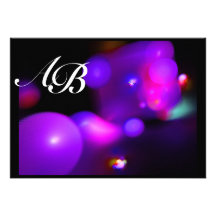 QUANTUM BUBBLE black pink purple fuchsia Personalized Invitations